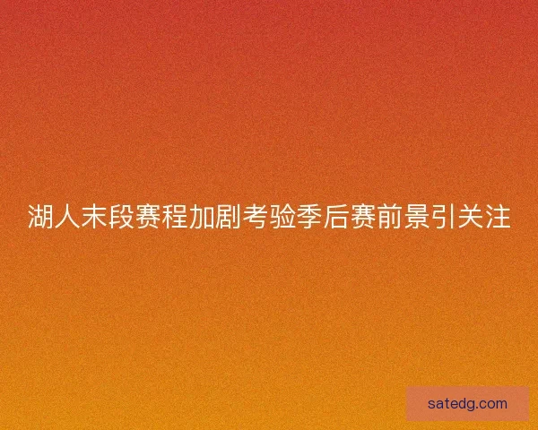 湖人末段赛程加剧考验季后赛前景引关注